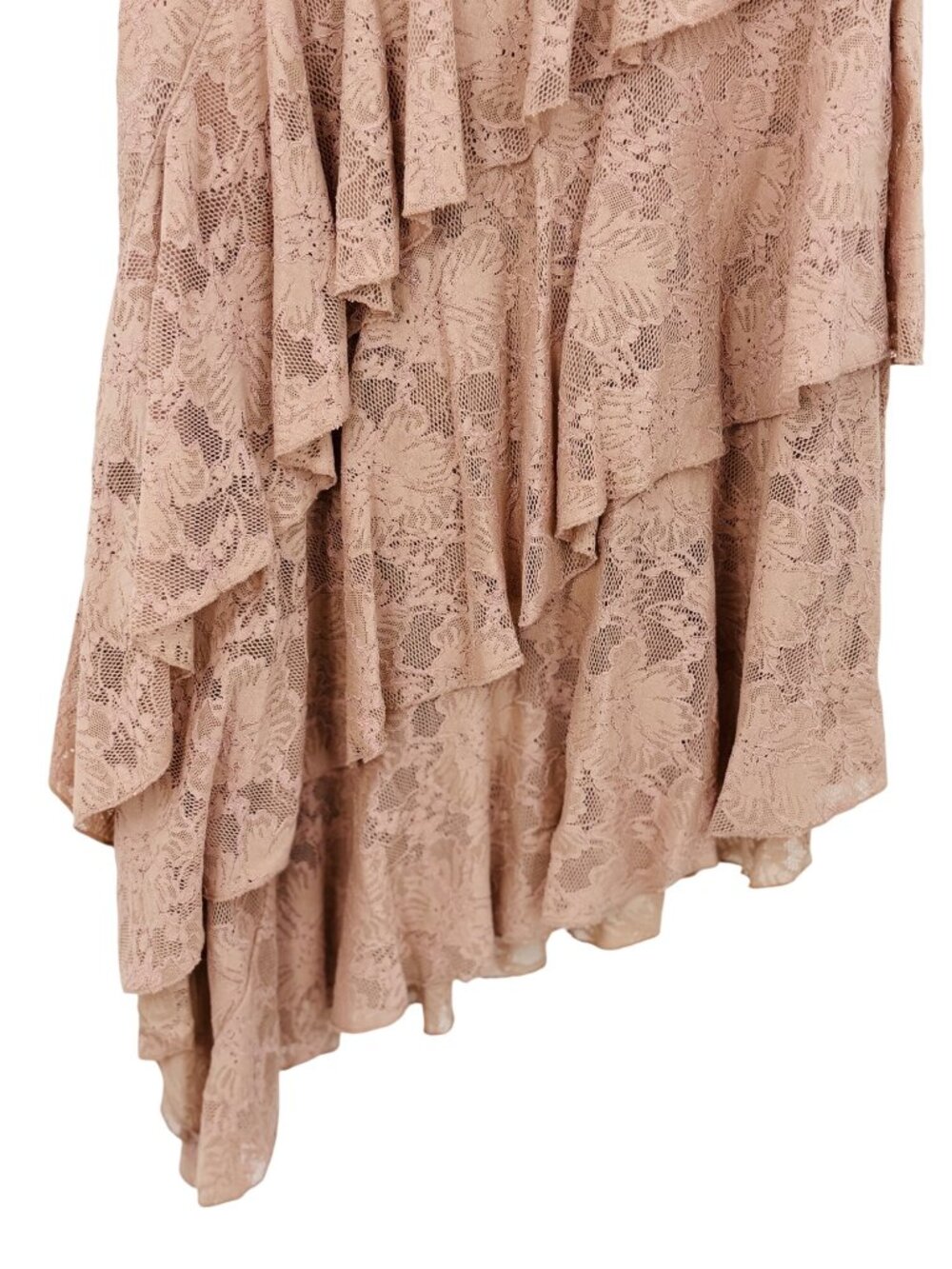 NWT Free People Asymmetrical Tiered Ruffle Hem Pink Lace Dress S | Coquette Boho - Picture 4 of 16